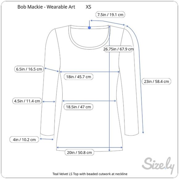 Bob Mackie Wearable Art Teal Velvet LS Vintage Top Beaded Cutwork Neckline XS - Picture 7 of 7